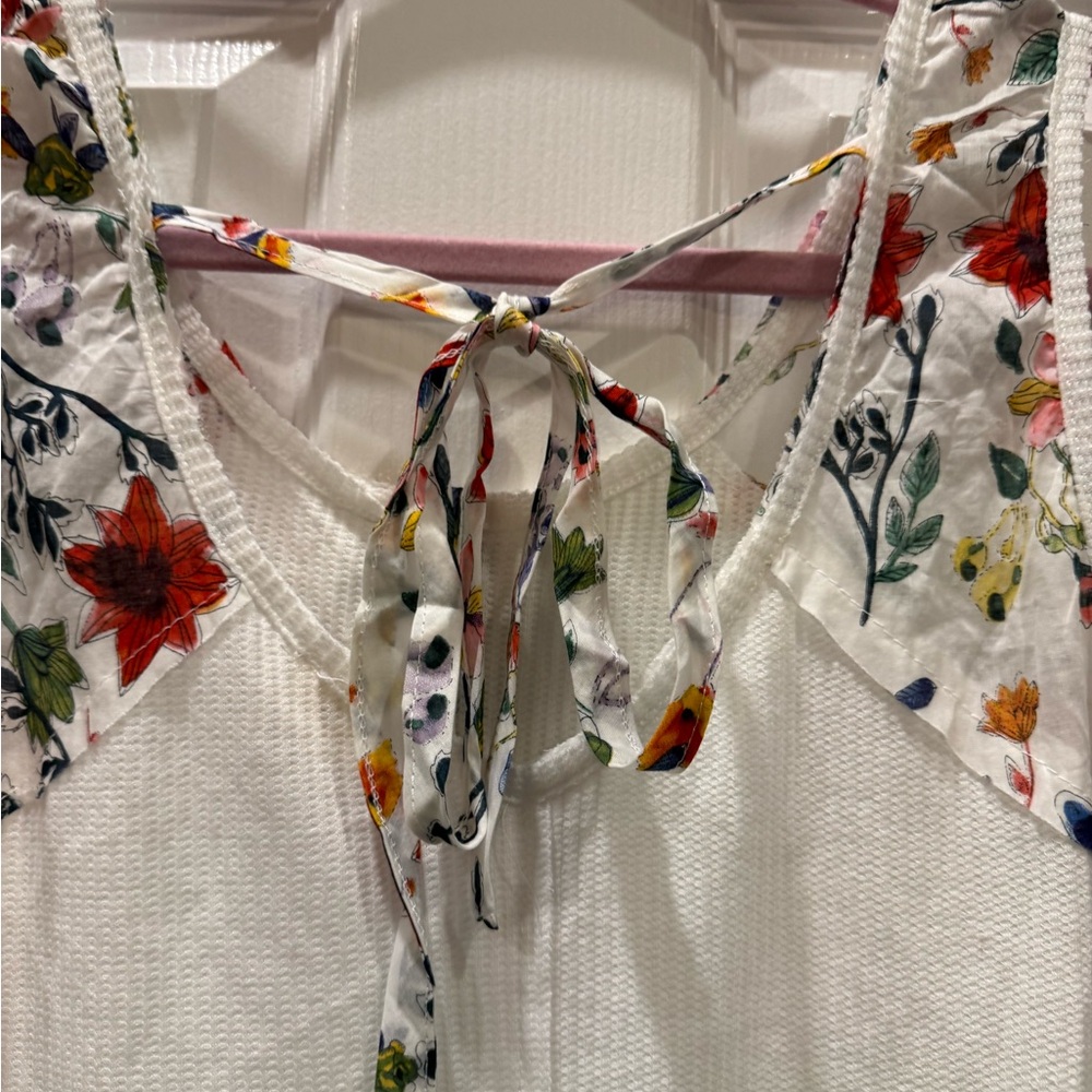 Anthropologie POL Womens Floral Ruffle Top - White and Multicolor - Picture 5 of 10